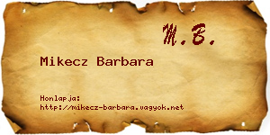 Mikecz Barbara névjegykártya